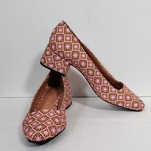 09204 Chelsea & Violet pink & rust Mazzy printed pumps 8.5 EUC